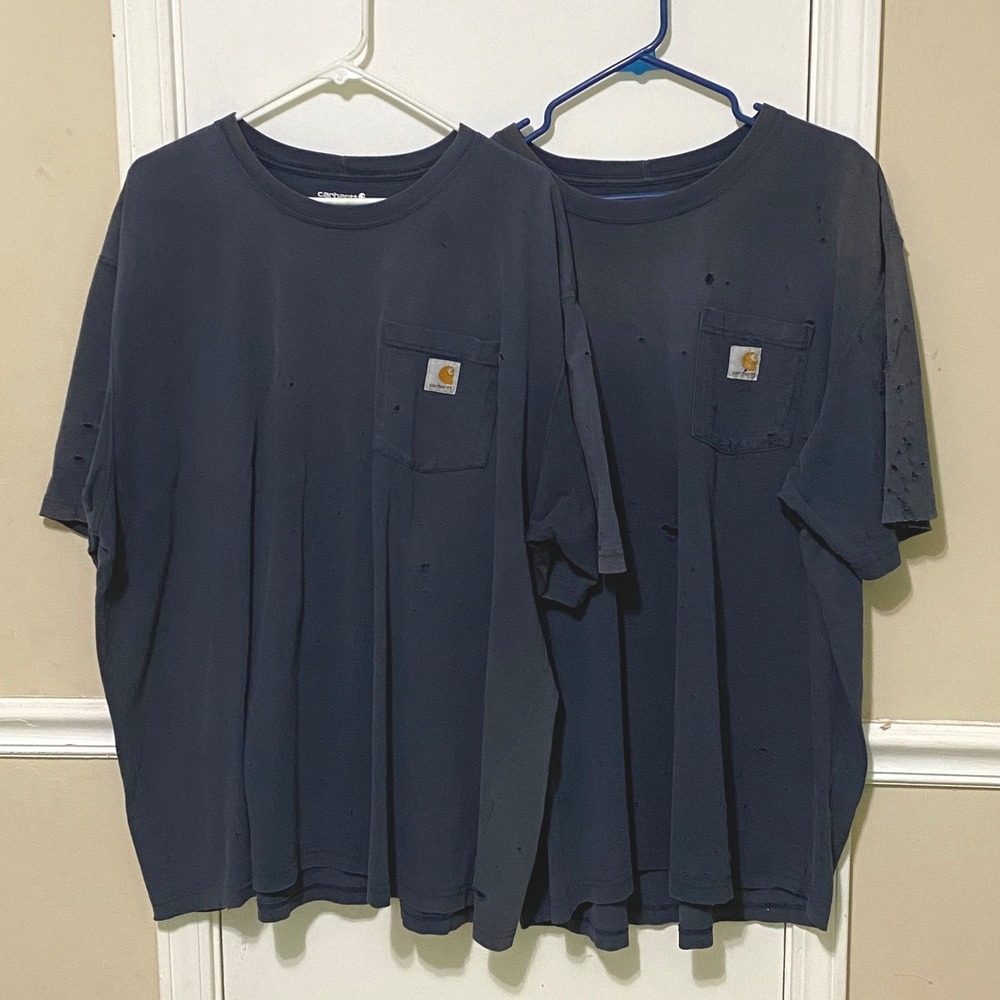 Carhartt Mens 2XL Loose Fit Faded Thrashed Distressed Pocket T-Shirts Lot of 2